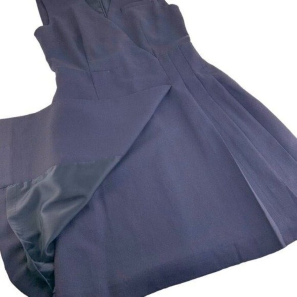 Tory Burch Navy Blue Pleated Suiting Dress - Picture 5 of 6